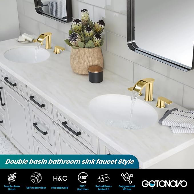 gotonovo Waterfall 8 inch Widespread Bathroom Faucet Set Bathroom Sink Faucet 3 - Image 2