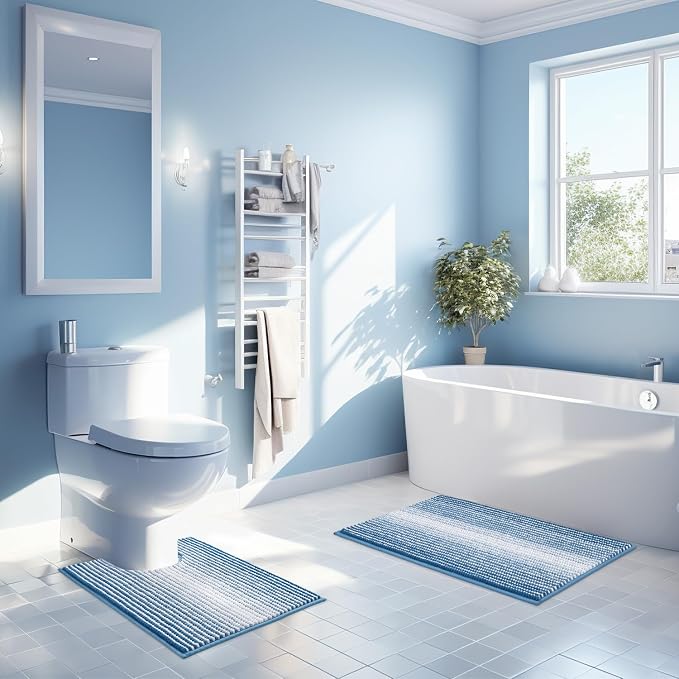 Bathroom Rugs Sets 2 Piece, Toilet Rugs U-Shaped, Contour Bath Mat Set - Image 2