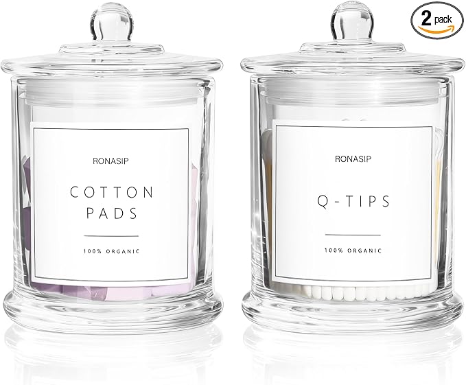 Qtip Holder & Cotton Pad Dispenser, Bathroom Organizer and Storage Canisters by Unknown