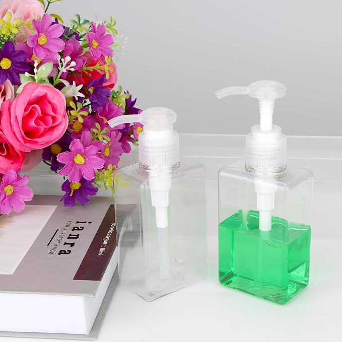 150ml Pump Bottle Dispenser Jansburg 2 Pack Refillable Flat Square Plastic - Image 7