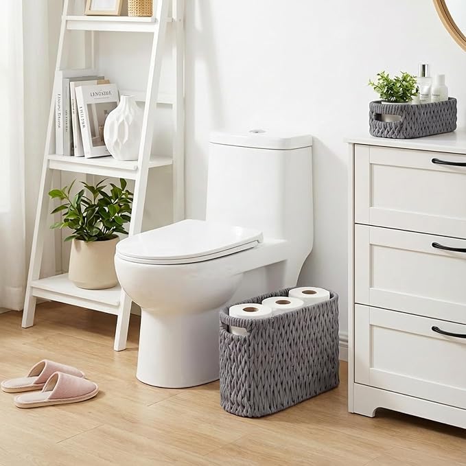 Boho Toilet Paper Storage Baskets, Cotton Rope Woven Bathroom Basket Set of 2 - Image 2