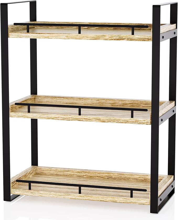 Bathroom Counter Organizer, 3 Tier Wood Countertop Shelf - Image 8