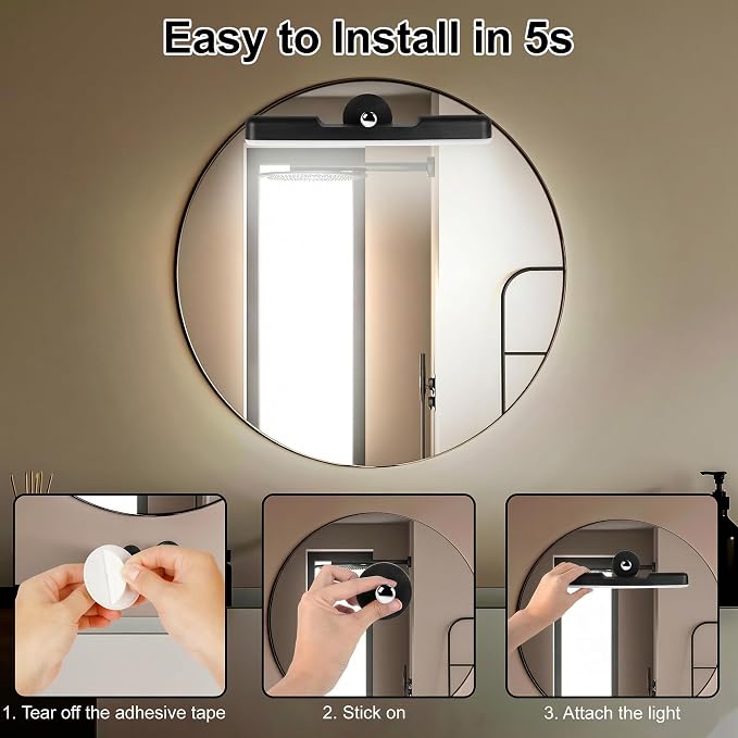 Wireless Vanity Lights for Mirror, Rechargeable Battery Operated Stick on Lamp - Image 4