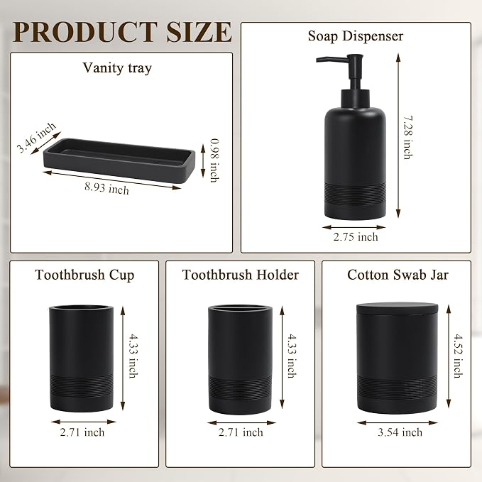 Bathroom Accessories Set, 6-Piece Bathroom Accessory Set, Toothbrush Holders Set - Image 7