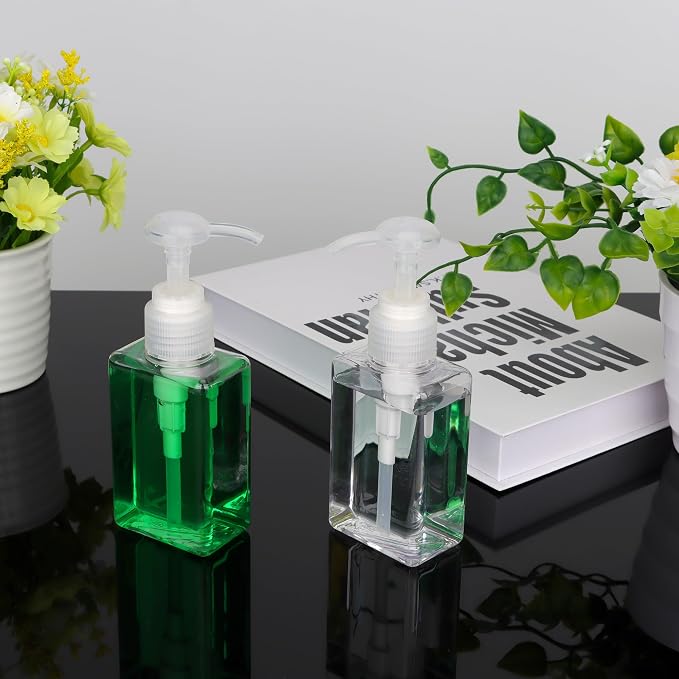 100ml Pump Bottle Dispenser Jansburg 2 Pack Refillable Flat Square Plastic - Image 4