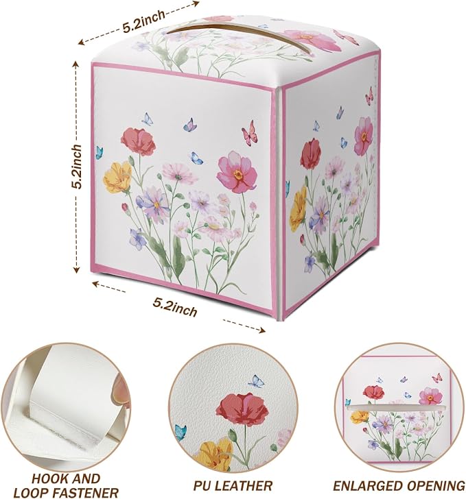 Wildflowers Butterfly Tissue Box Cover Square - Image 2