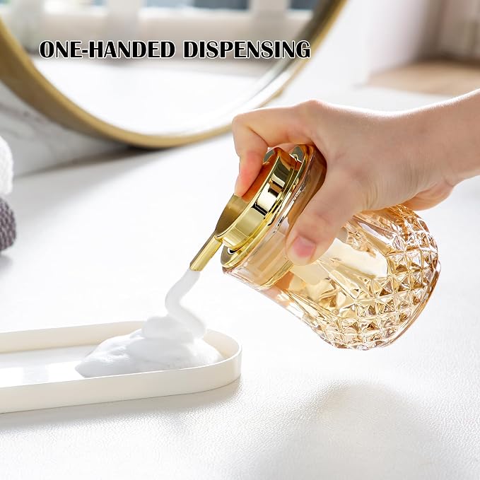 Gold Foaming Soap Dispenser Set- 2 Pack Bathroom Hand Foam Soap Dispensers - Image 6