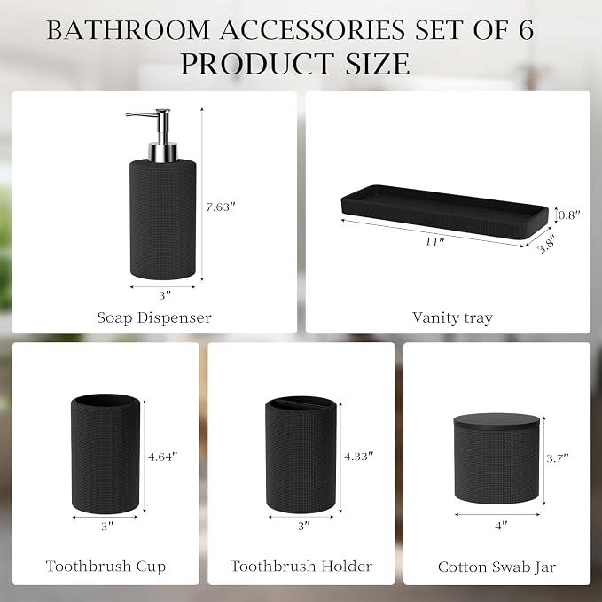 6-Piece Black Bathroom Set - Image 8