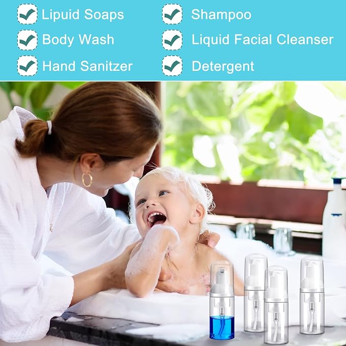 24 Pcs Foam Pump Bottles 1 Oz/ 30 ml Plastic Mini Empty Dispenser Travel Soap - Image 5