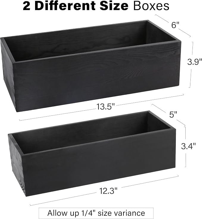 LotFancy Bathroom Decor Box, 2 Pack Wooden Toilet Paper Holder, Farmhouse - Image 2
