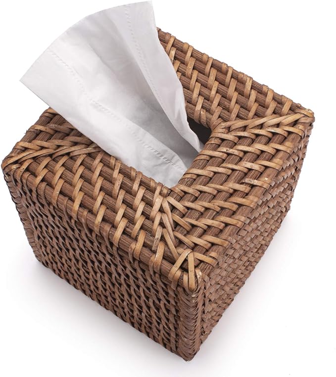 Rattan Tissue Box Cover Natural Woven Facial Napkin Holder Square - Image 2