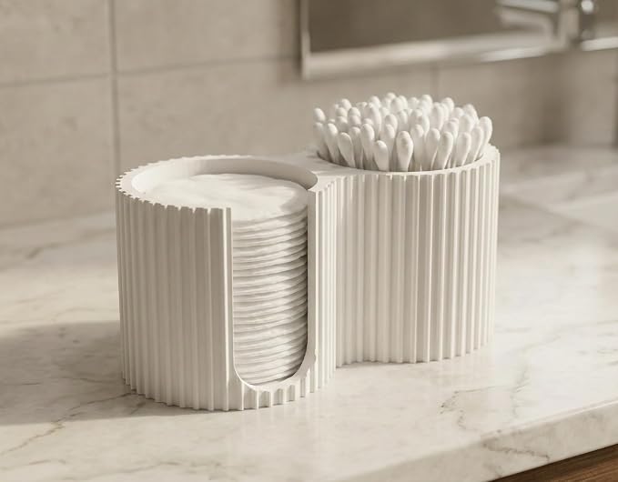 Cotton Pad and Swab Holder, 2-in-1 Bathroom Organizer - Image 2