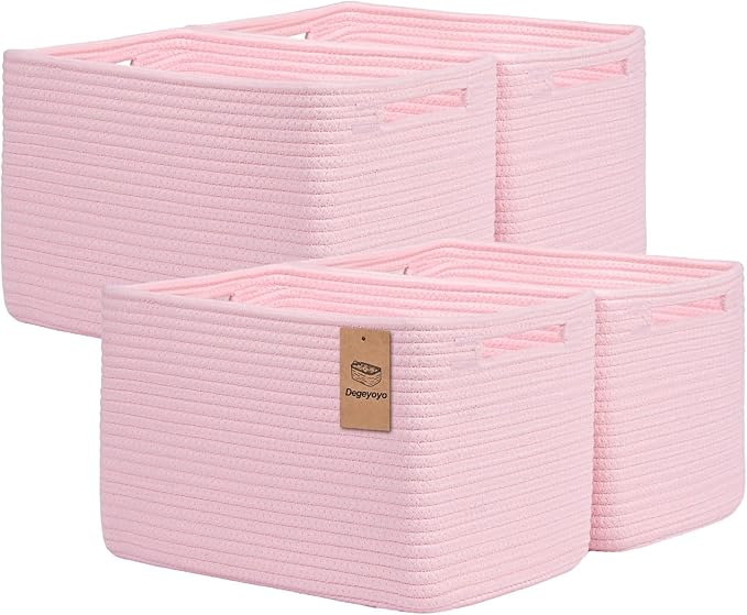 Storage Baskets for Organizing, 4 Pack Baskets for Shelves, Decorative Storage by Degeyoyo