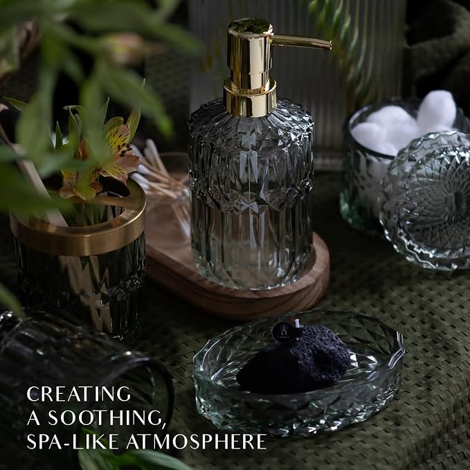 EMPO 6PCS Bathroom Clear Glass Accessories Set, Contemporary Modern Decor - Image 5