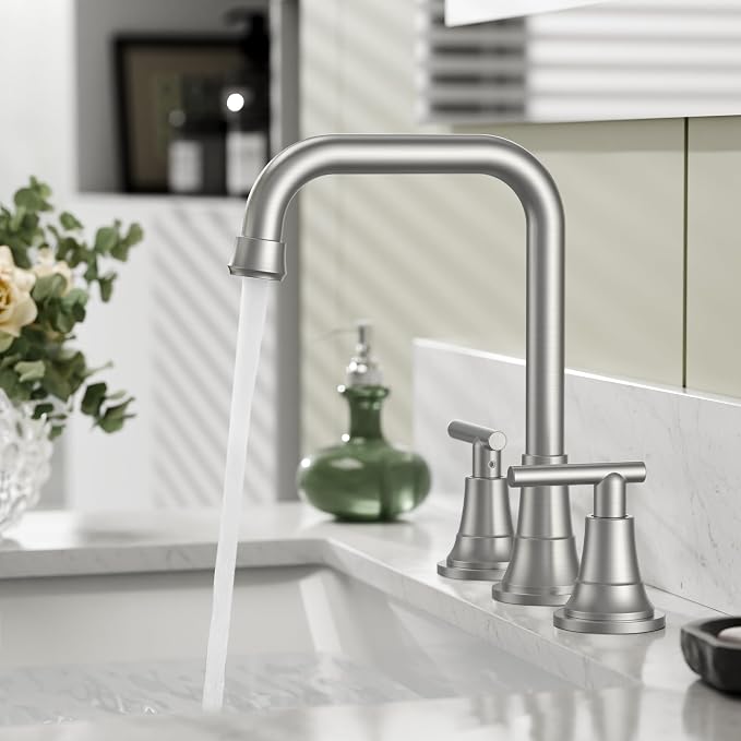 FORIOUS Brushed Nickel Bathroom Faucet 3 Hole - Image 8