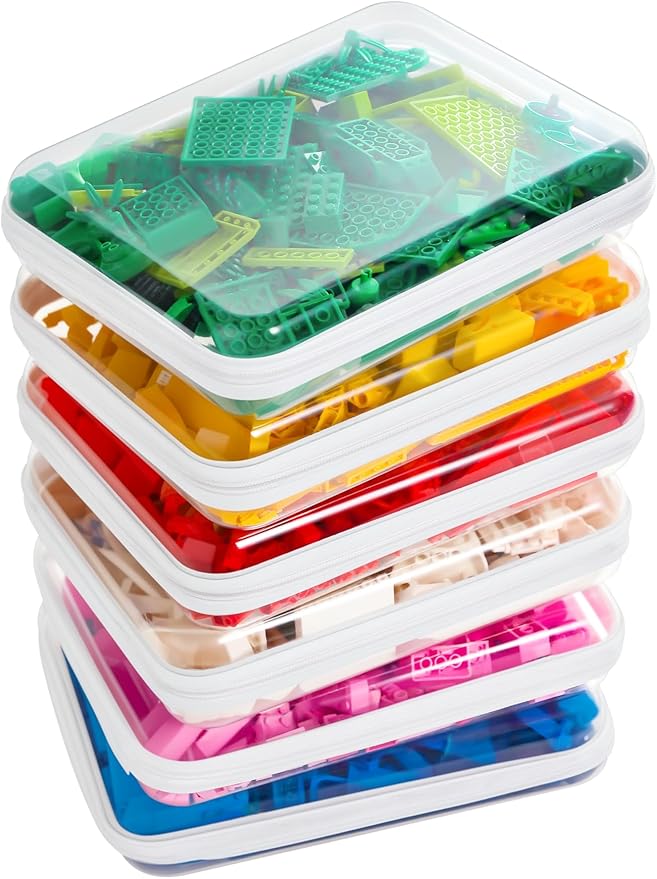 Zippered Pouch Hard, Stackable Storage Bins, Portable Clear Bin Zipper by CoiiJoii