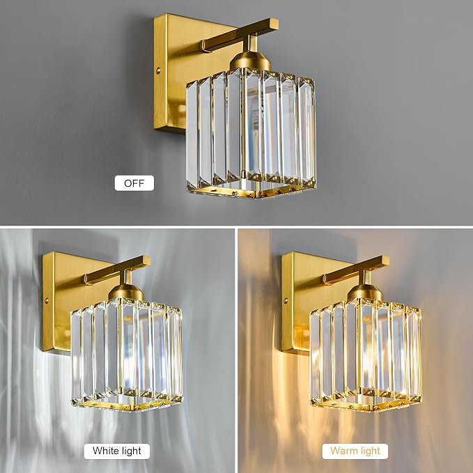 Wall Sconces Crystal Gold Wall Sconce Set of Two Indoor Wall Lamp Modern Wall - Image 2