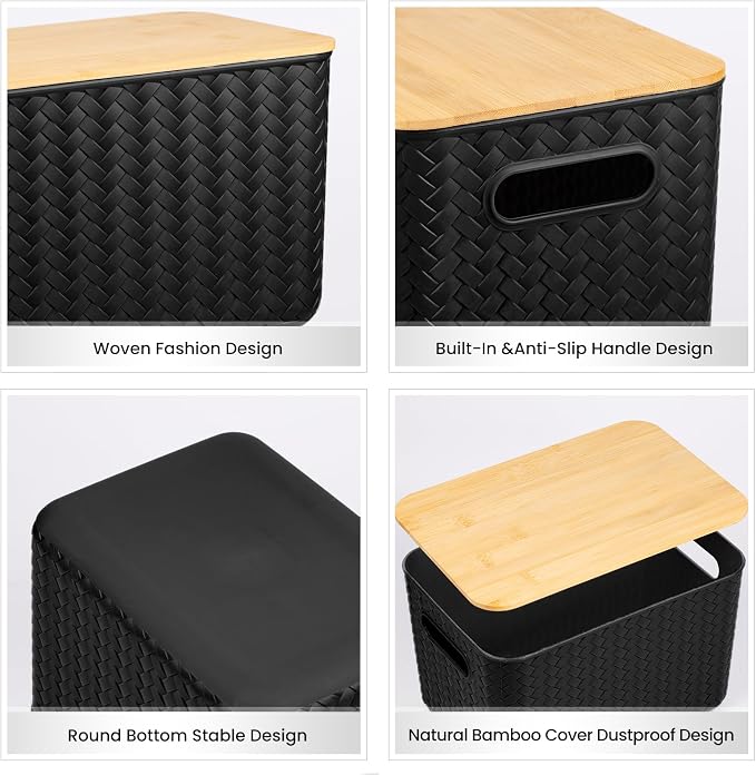 4 Packs Storage Bins with Bamboo Lids - Image 3