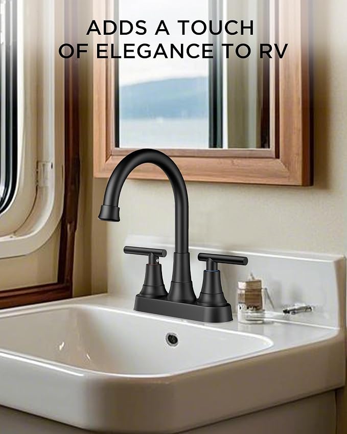 FORIOUS Matte Black Bathroom Faucets, 4 Inch Centerset Bathroom Sink Faucet 2 - Image 6