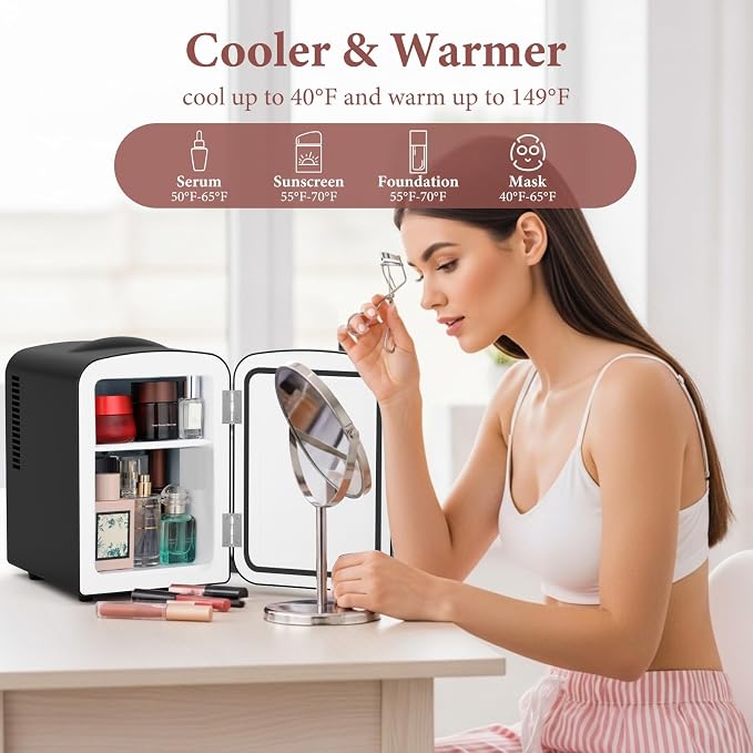 Xbeauty Retro Mini Fridge, Compact Refrigerator - Image 3
