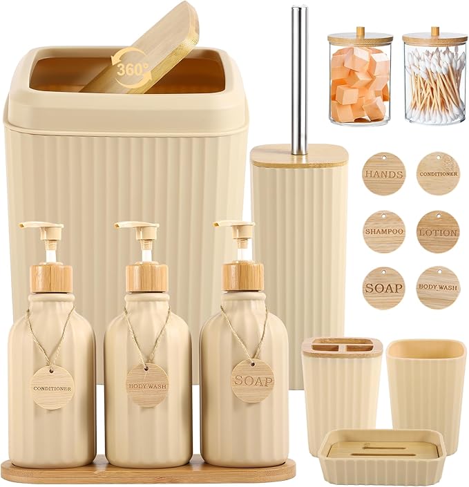 Bathroom Set 17PCS Beige Bathroom Accessories Set Bathroom Sets by BetterbathroomwithXLHOME