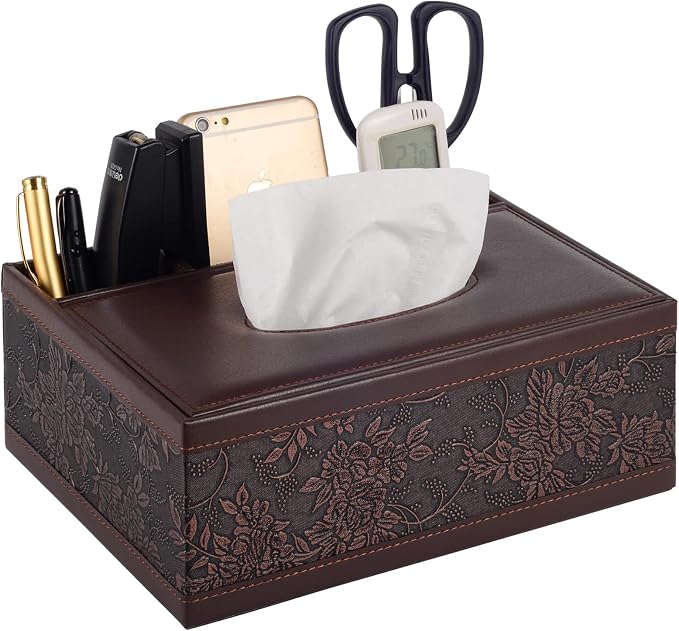 Multifunction PU Leather Tissue Box Holder/Cover Rectangular Upgrade Large Size by RHCSZ