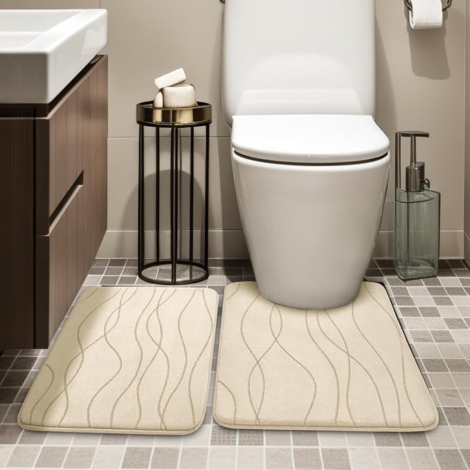YIHOUSE Memory Foam Bathroom Rug Sets 2 Piece, Ultra Absorbent Bath Mat - Image 3