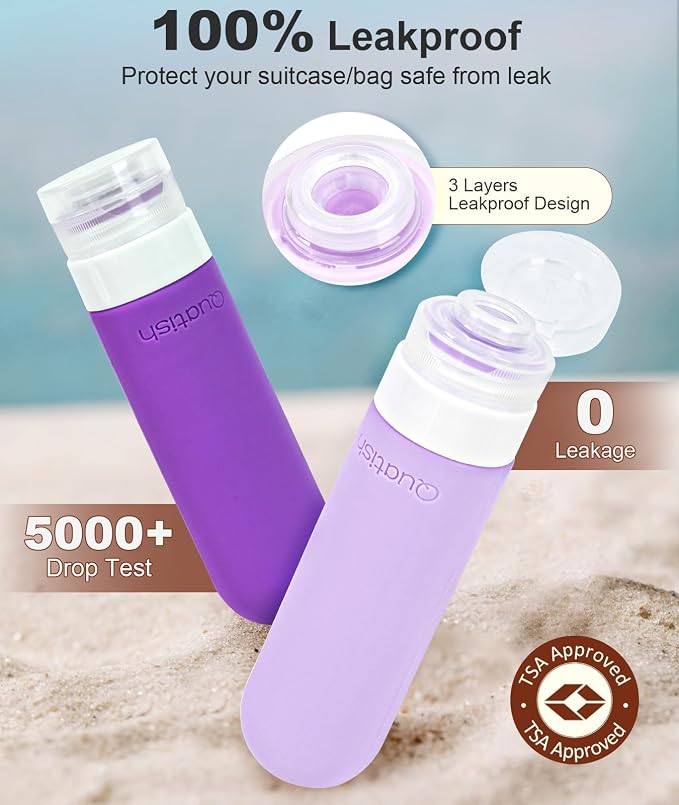 Quatish Travel Bottles for Toiletries 6 Pack, Original Patented Leakproof 3 oz - Image 2