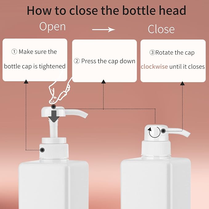 450ml Pump Bottle Dispenser Jansburg 2Pack Refillable Square Plastic Lotion - Image 5