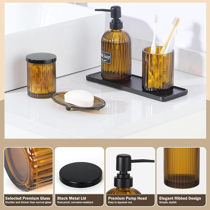 Shinowa Bathroom Accessories Set, Toothbrush Holder, Q-Tips Holder, Soap Dish - Image 4