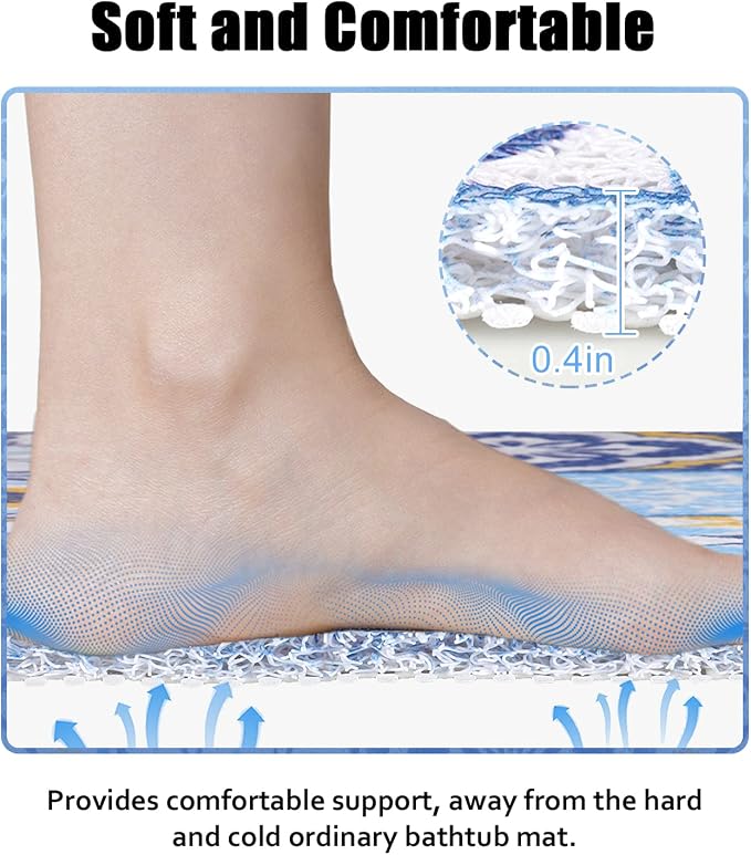 Bathtub Mat Shower Mat Non-Slip 16x 39 Inch, Soft Comfort Bath Mat - Image 4