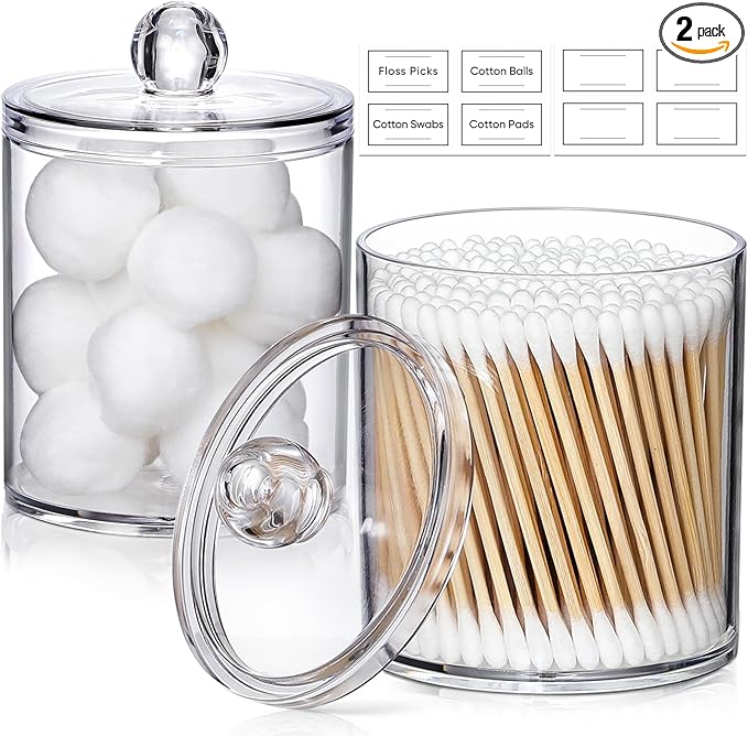 2 Pack Acrylic Qtip Holder Dispenser by AOZITA