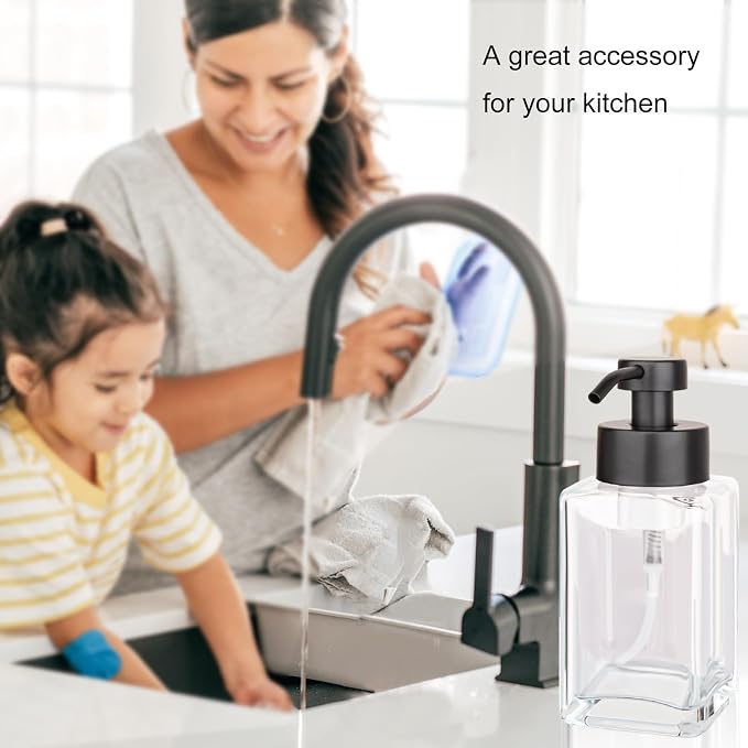 Foaming Soap Dispenser with Stainless Steel Pump, 12oz Refillable Glass Liquid - Image 5
