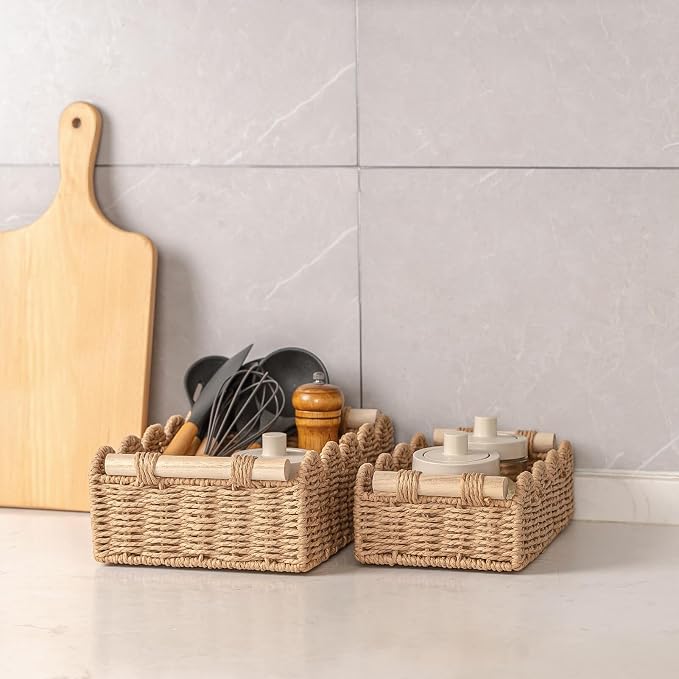 CubesLand Toilet Paper Storage Organizer Basket, Scalloped Decorative Baskets - Image 5