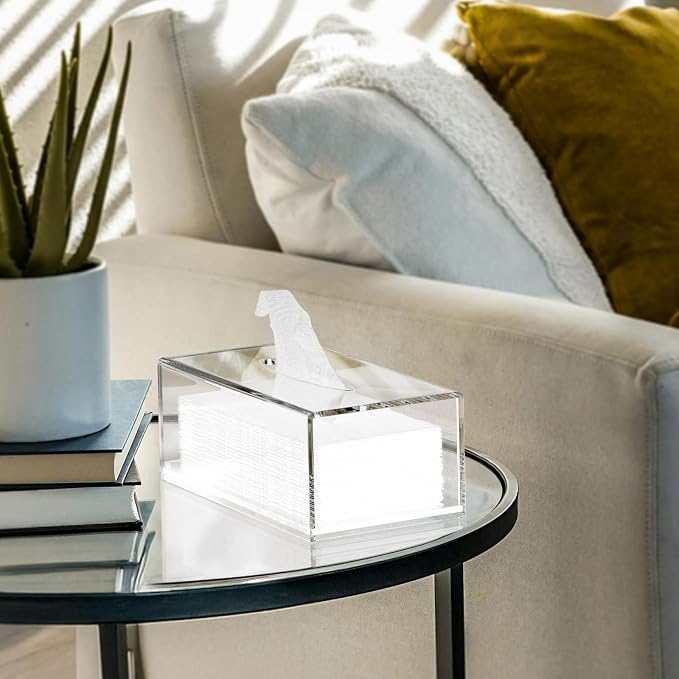 HIIMIEI Acrylic Tissue Box Cover, Rectangle Tissue Holder - Image 2