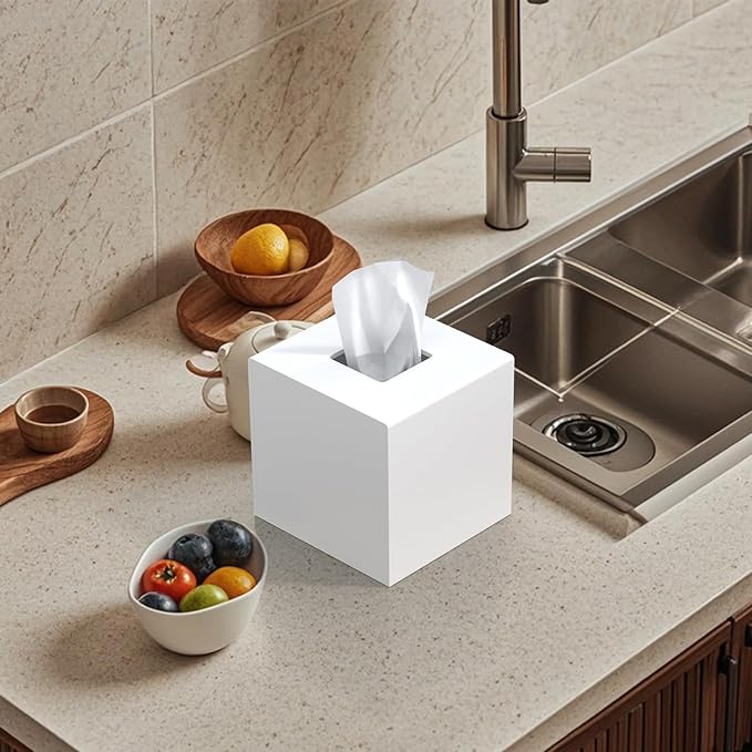 Tissue Box Cover, PITBVO Acrylic Tissue Box Holder Square Tissue Box Cover - Image 2