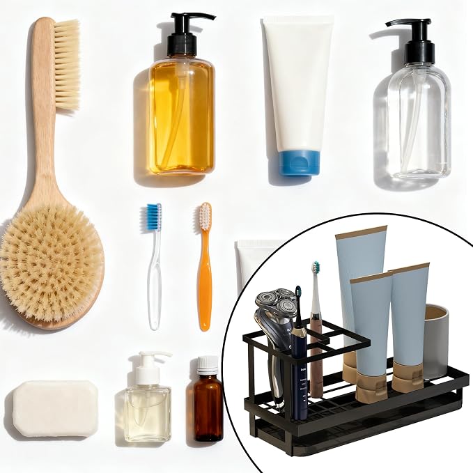 Toothbrush Holders for Bathroom, Carbon Steel Bathroom Organizer Countertopr - Image 3