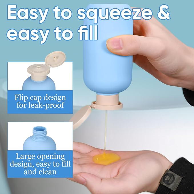 3 PACK Travel Shampoo Bottle, Empty Plastic Squeeze Bottles 6.8oz - Image 3