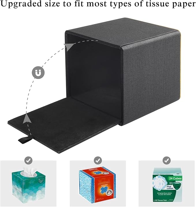Tissue Box Cover Square Tissue Box Holder PU Leather Facial Organizer - Image 9