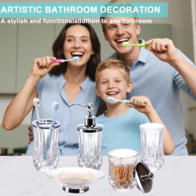 Bathroom Accessories Set, Complete Lotion Soap Dispenser, Toothbrush Holder - Image 2