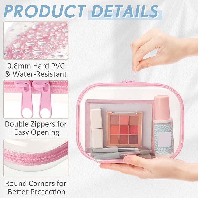 Sanwuta 10 Pcs Hard Zipper Case Clear Hard Pouches Plastic Zipper Pencil Box - Image 3