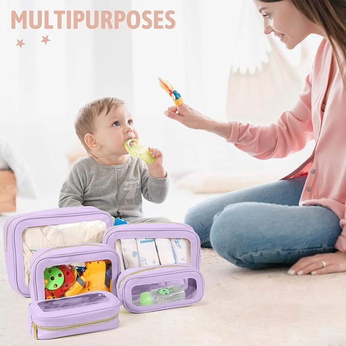5PCS Diaper Bag Organizer Pouch Set, TSA Approved Toiletry Bag，Clear Waterproof - Image 2