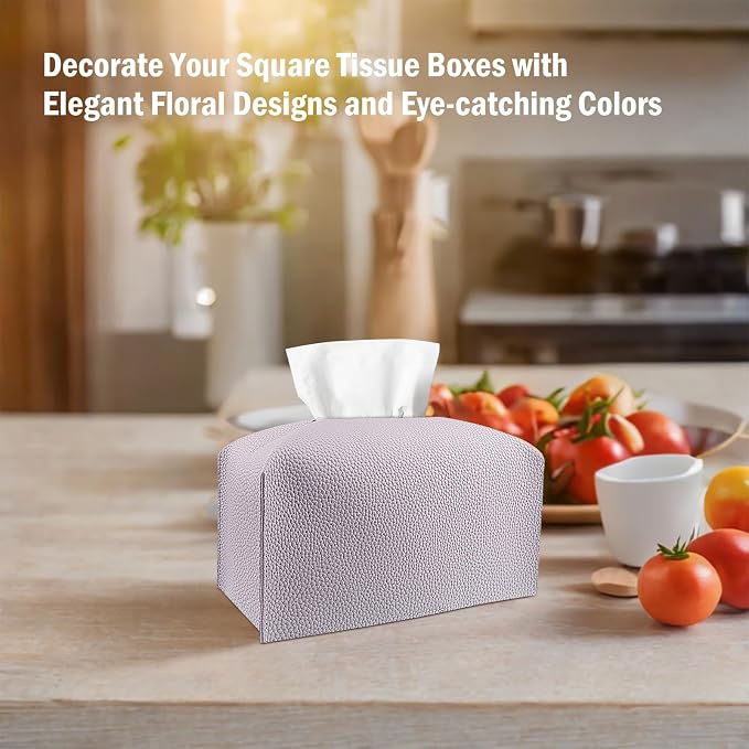 Tissue Box Cover PU Leather Tissue Holder Rectangle Facial Tissue Case Tissue - Image 2