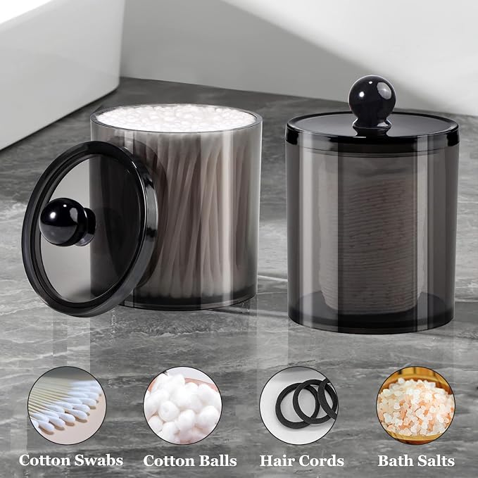 SheeChung 12 Pack Qtip Holder, Plastic Bathroom Canisters, Minimalist - Image 5