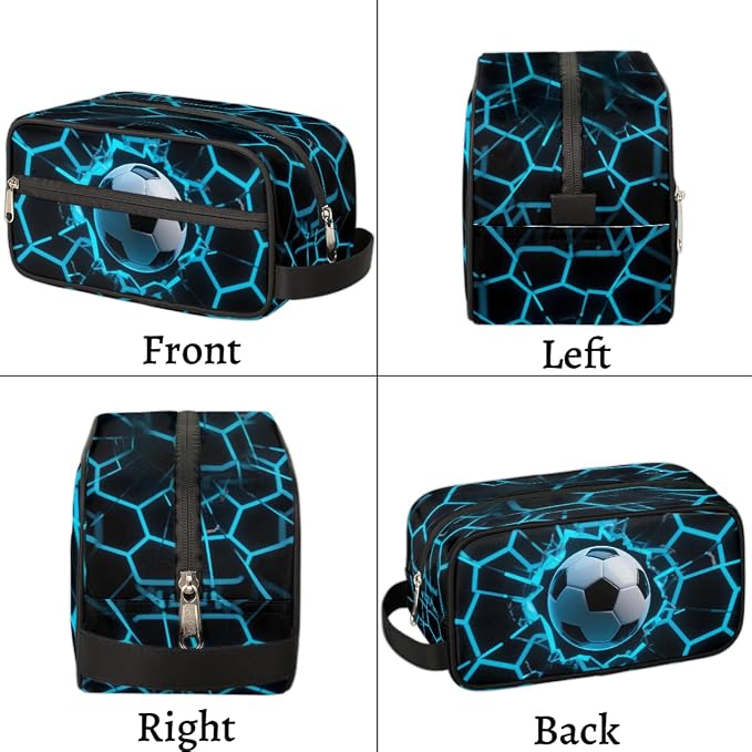 Futuristic Style Soccer Ball Kids Toiletry Bag - Image 7