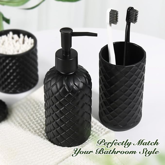 Matte Black Bathroom Accessories Set, 4 Pack Black Bath Accessory Sets Complete - Image 3