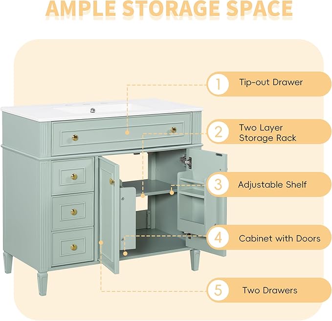 Harper & Bright Designs 36" Bathroom Vanity - Image 5