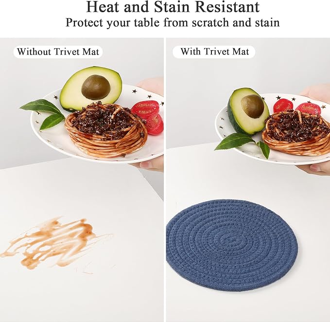 SHACOS 8 Inch Trivets for Hot Dishes, Hot Pads for Countertops and Table - Image 2