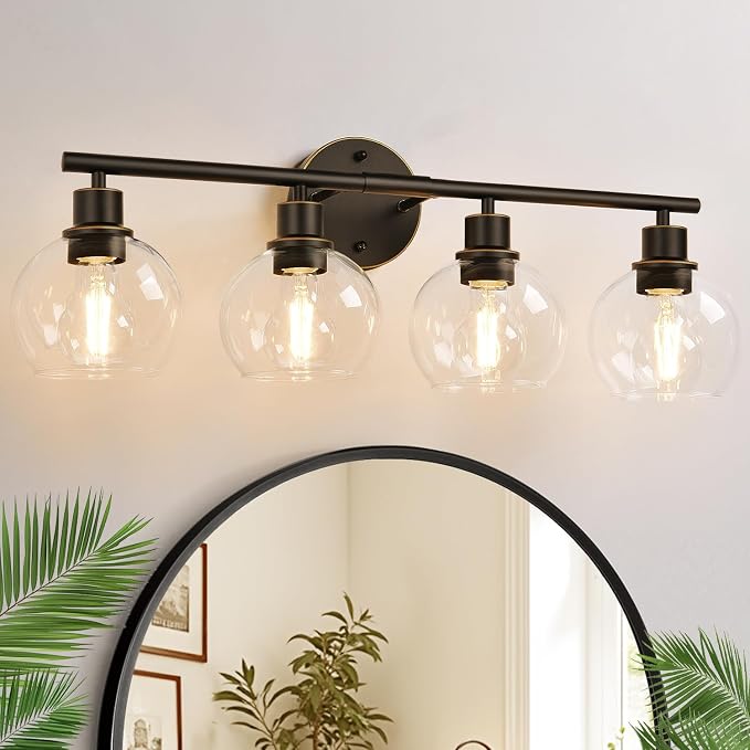 4-Light Bathroom Light Fixtures, Oil Rubbed Bronze Bathroom Lights Over Mirror by Indoibrightenyourbathroom
