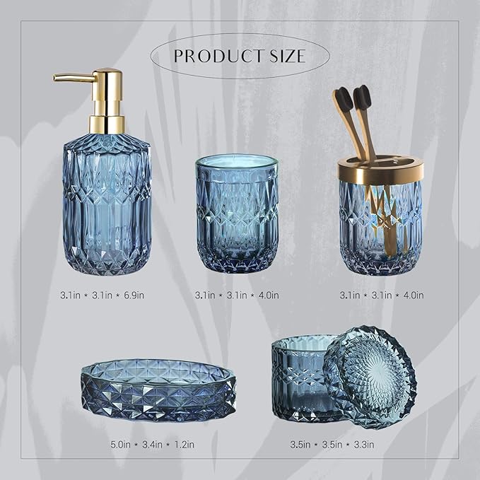 EMPO 6PCS Bathroom Clear Glass Accessories Set, Contemporary Modern Decor - Image 6